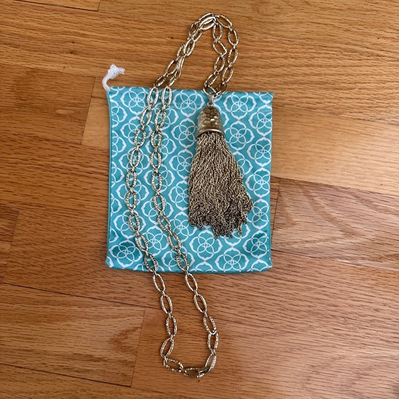 Kendra Scott Gold Tone Long Chain Necklace with Single Tassel - Picture 1 of 13